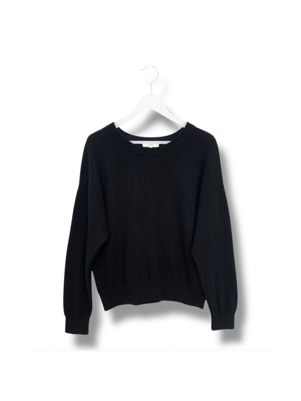 Vince Cashmere Cotton Mesh Lined Black Crewneck Sweater Women’s Size Medium